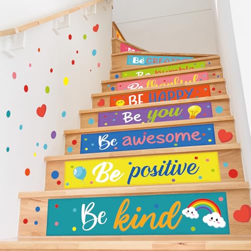 Cinrobiye Classrooms Decals Stickers,Inspirational Stair Decals Wall Door Decorations Back to School Stairway Decor Teachers Supplies for Nursery...