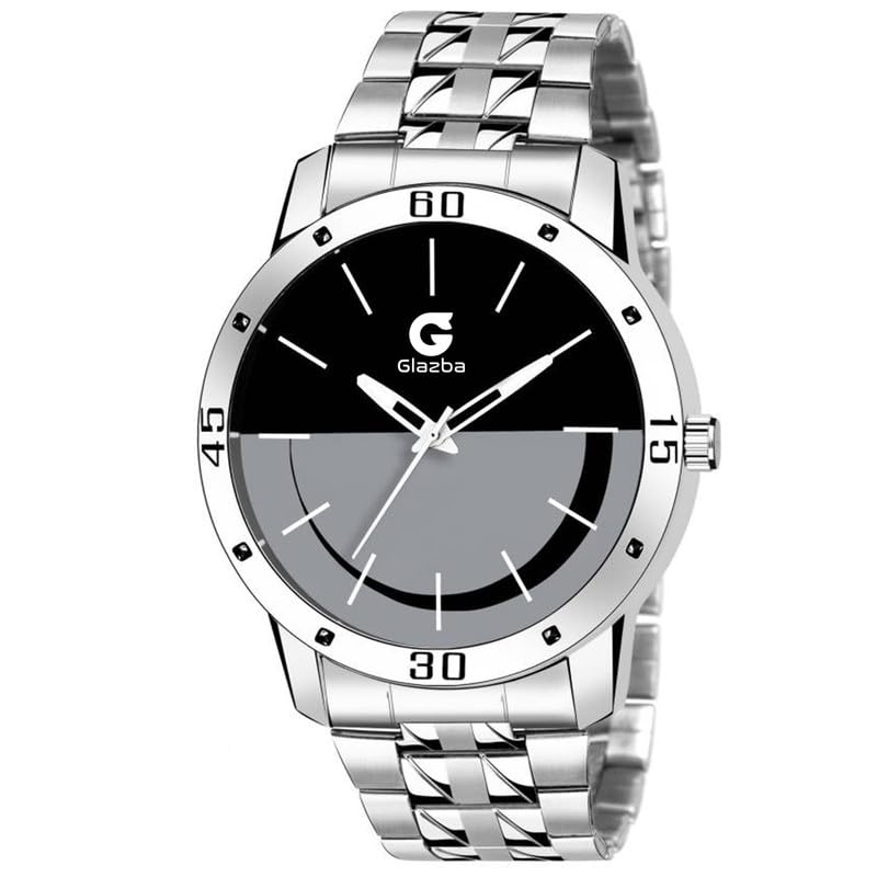 Glazba Analog Silver, Black Dial Black Strap Watch for Boys Stainless Steel Watch for Men (B0CVB9QK21) Amazon Price History, Amazon Price Tracker