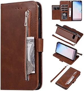 EYZUTAK Wallet Case for Samsung Galaxy S21 FE 5G, 5 Card Slots Magnetic Closure Zipper Pocket Handbag PU Leather Flip Case with Wrist Strap TPU Kickstand Cover for Samsung Galaxy S21 FE 5G - Black