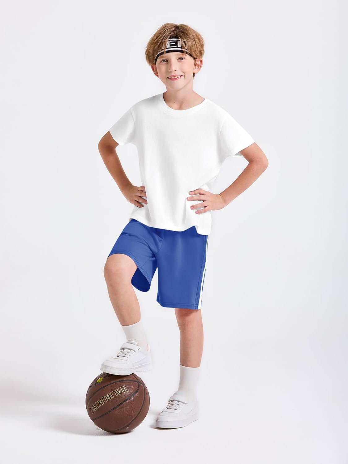 Haloumoning Boys Athletic Shorts Kids Active Elastic Waist Breathable Basketball Soccer Gym Shorts with Pockets 5-14 Years - Image 3