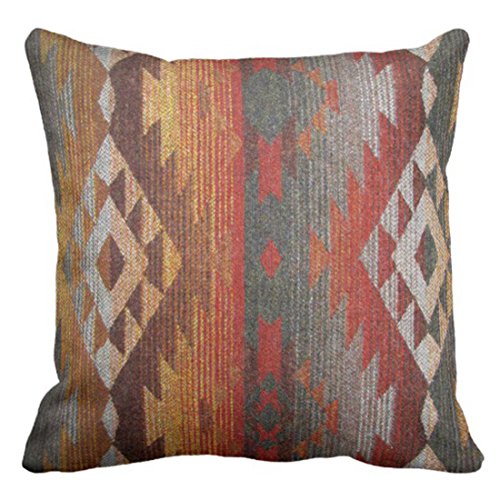 Emvency Throw Pillow Cover Western Navajo Orange and Grey Southwest Decorative Pillow Case Home Decor Square 18 x 18 Inch Pillowcase