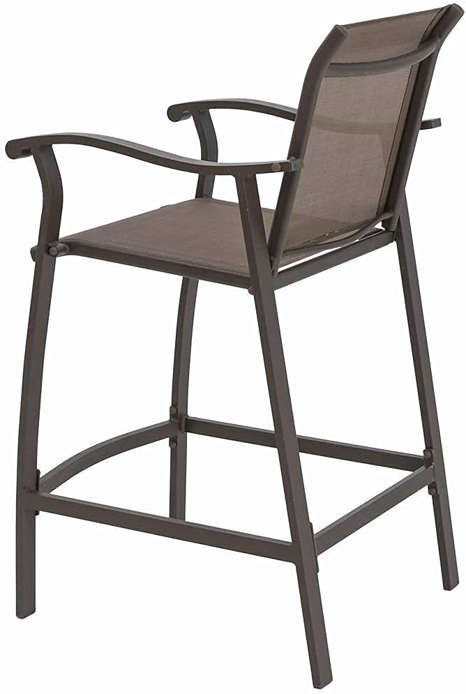 Crestlive Products Outdoor Counter Height Bar Stools Set of 2 Classic Patio Furniture Bar Chairs with Heavy Duty Aluminum Frame in Antique Brown Finish (Brown) : Patio, Lawn & Garden