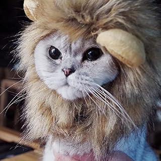 Bello Luna Lion Hair Headgear for Small Dog and Cats,Lion Mane Wig Puppy Cosplay Costume for Halloween Christmas Easter Festival Party Activity