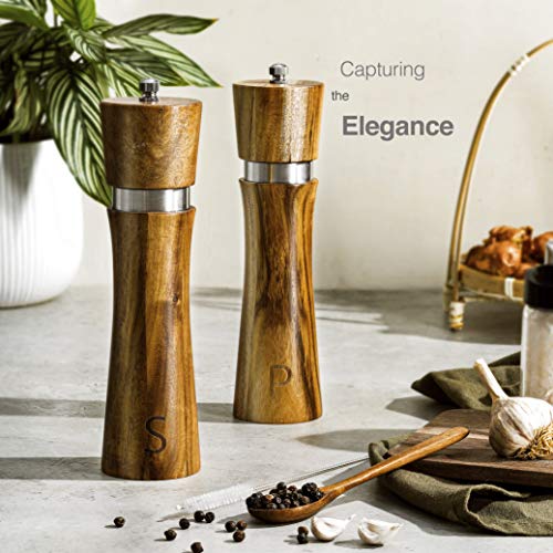 Salt And Pepper Grinder Set - Premium Set Includes Wooden Salt And Pepper Mill, Salt And Pepper Box With Swivel Lid, Spoon & Cleaner Tool - Perfect Salt And Pepper Shakers Gift (5) #TOP2