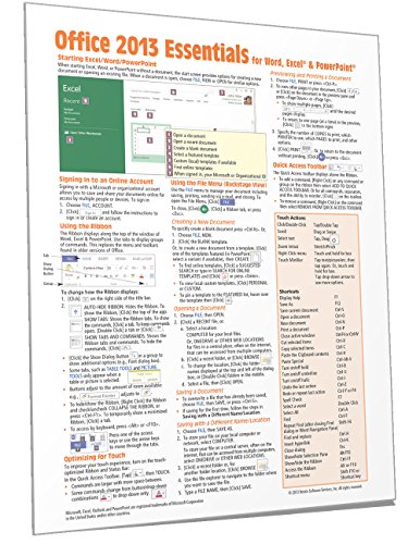Microsoft Office 2013 Essentials Quick Reference Guide (Cheat Sheet of Instructions, Tips & Shortcuts - Laminated Card)