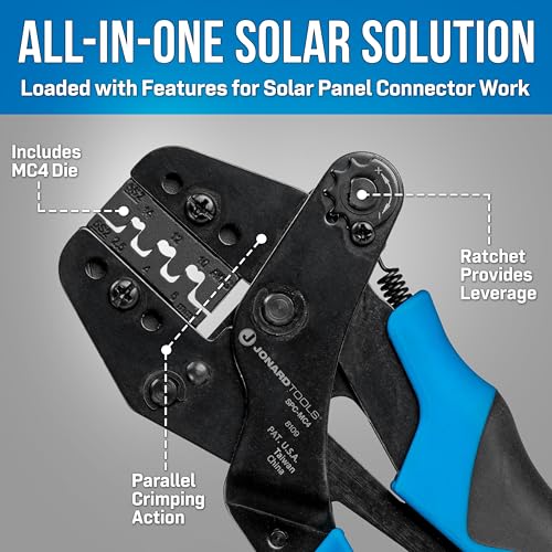Image of Jonard Tools SPC-MC4 Crimper for Solar Panel MC4 Connector Contacts with Included Crimping Die