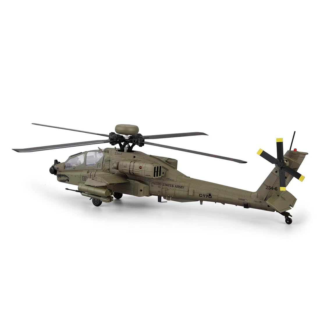 Elicottero militare C170 AH-64D RC per principianti, scala 1:48, 2.4G 6CH Flybarless con motore brushless, posizionamento del flusso ottico, mantenimento dell'altezza TOF, volo posteriore