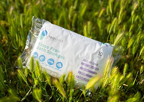 Neosanit Soap Infused Bath Sponge Rinse Free. Shower Wipes For Adults No Rinse. Bath Sponges With Dermatologic And Hypoallergenic Soap.medical Supplies For Bathing All In One. Single Use-Pack 10 Units #TOP6