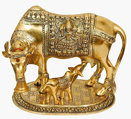 MTV Golden Brass kamdhenu Cow with Calf