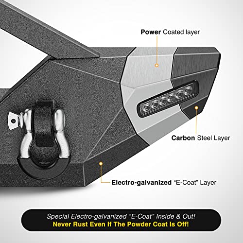 Image of Nilight Front Winch Bumper for Jeep 2007-2018 Wrangler JK /JKU, 2018-2025 JL /JLU, 2020-2025 Gladiator JT, w /Light Bar, Pod lights, Shackles,Winch Plate, Heavy Duty Off-Road Steel Bumper, Bull Bar