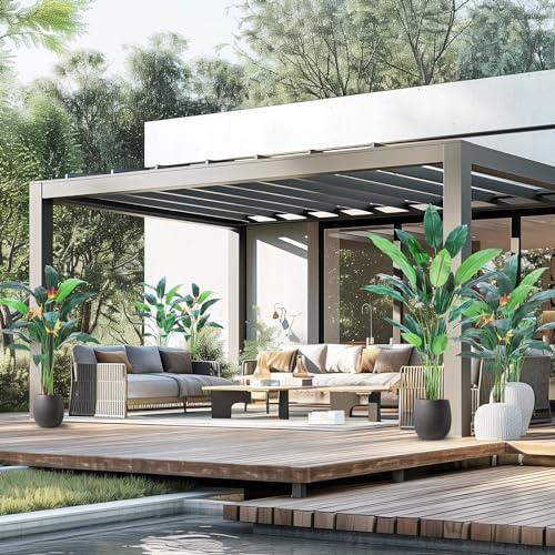 Artificial Bird of Paradise Plant 6FT(72in) Fake Palm Tree for Indoor Outdoor Modern Decor Faux Plants for Home Office Perfect Housewarming Gift with 17 Trunks Faux Leaves