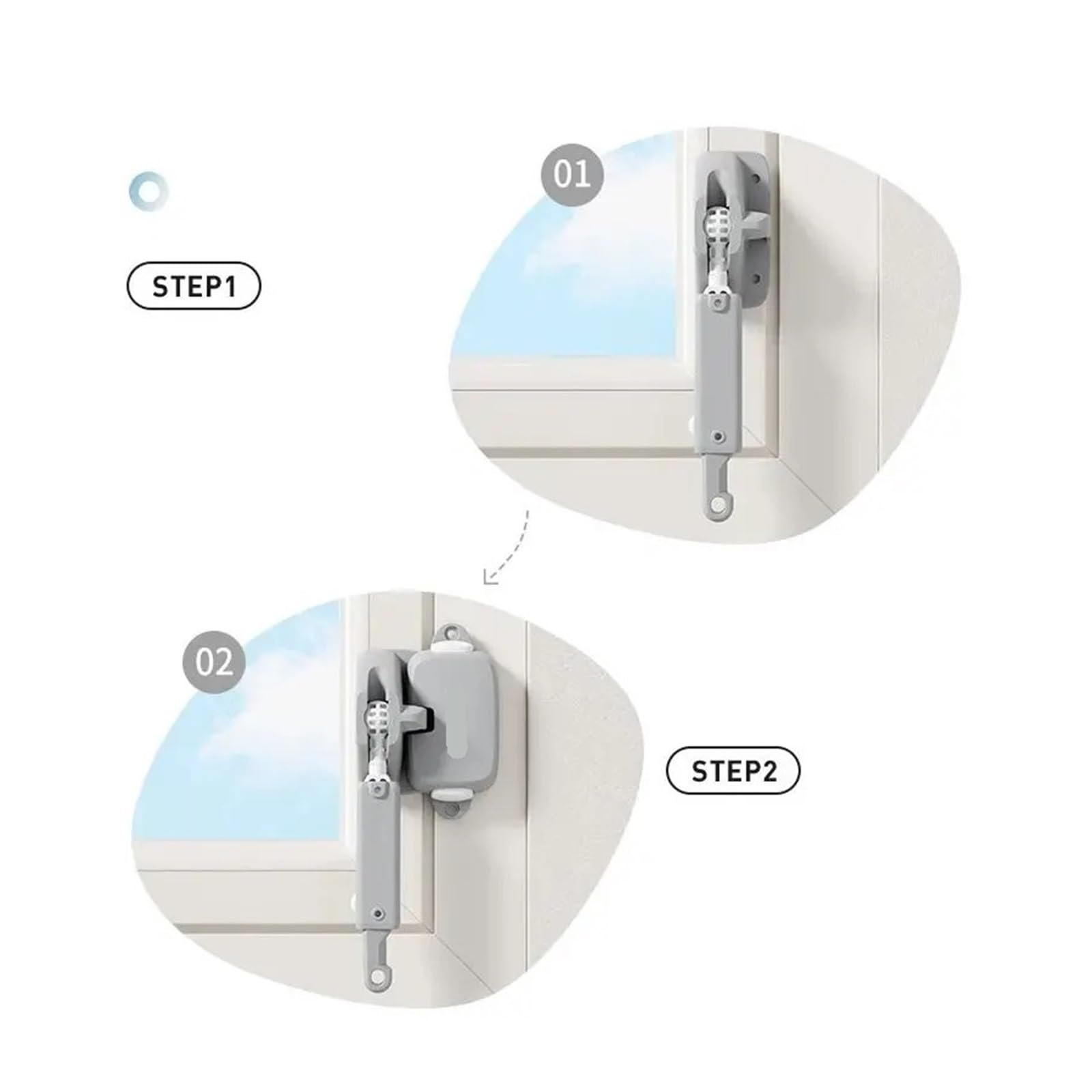Hebilla de seguridad for puertas y ventanas, protección for niños, gran altura, anticaídas, resistente al viento, limitador fijo for apertura(White)