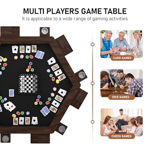 image for MUPATER Solid Wood Board Game Table with Removable Top for 6 Players, 