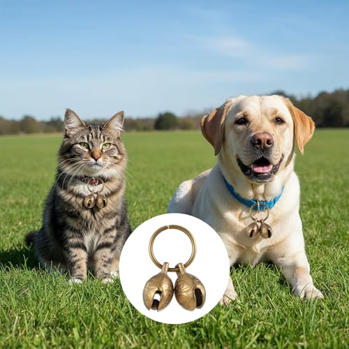 LXUEJIE 2 Stück Laute Hundeglocken, Messingglocken Glocken für Katzen und Hunde Ortungsglocke Vintage Hundeglocke Kleine Glocke Halsband Anhänger für Haustiere Trainieren Heimtürdekoration