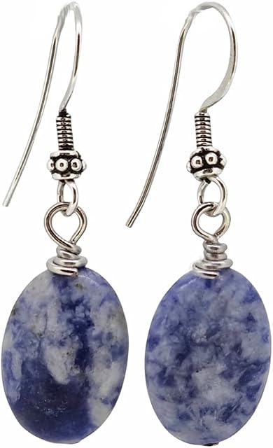 Handmade Natural Gemstone Dangle Drop Earrings for Women and Girls Made with Sterling Silver