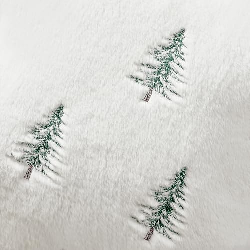 Image of MIULEE Christmas Lumbar Long Faux Fur Pillow Cover 14x36 Inch White Green