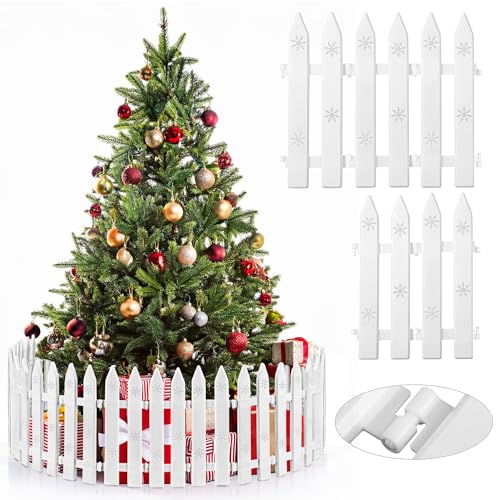 Aodaer 15 Pieces Christmas Tree Fences Plastic White Picket Fence 12 Inches Thick Mini Fence for Christmas Tree Pets Miniature Home Garden Wedding Party Decoration White