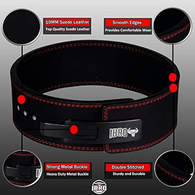 IBRO Powerlifting Lever Gym Belt ¨C Power 8MM, 10MM or 13MM Extreme Heavy Duty Genuine Leather Belts - Squats Deadlifts Bodybuilding Weight Lifting IPF Power Lifting Strongman for Men