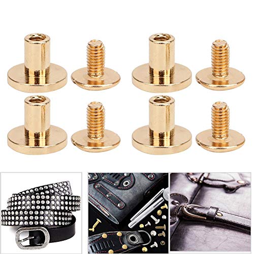 50pcs Leather Rivets Kit, Pure Copper Flat Head Rivets, Setting Tools 8mm (Gold)