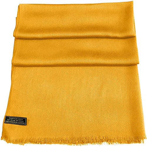 CJ Apparel Princeton Orange Solid Colour Fringe Design Nepalese Shawl Seconds Scarf Wrap Stole Throw Head Wrap Pashmina Hand Made in Nepal - Image 3