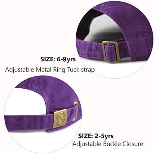 The Hat Depot Kids American Flag Washed Low Profile Cotton and Denim Plain Baseball Cap Hat (6-9yrs, Purple)4