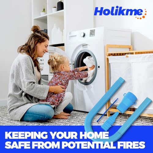 Image of Holikme Dryer Vent Cleaner Kit - Dryer Lint Vacuum Attachment and Flexible,Dryer Vent Vacuum Hose Attachment,Light Blue