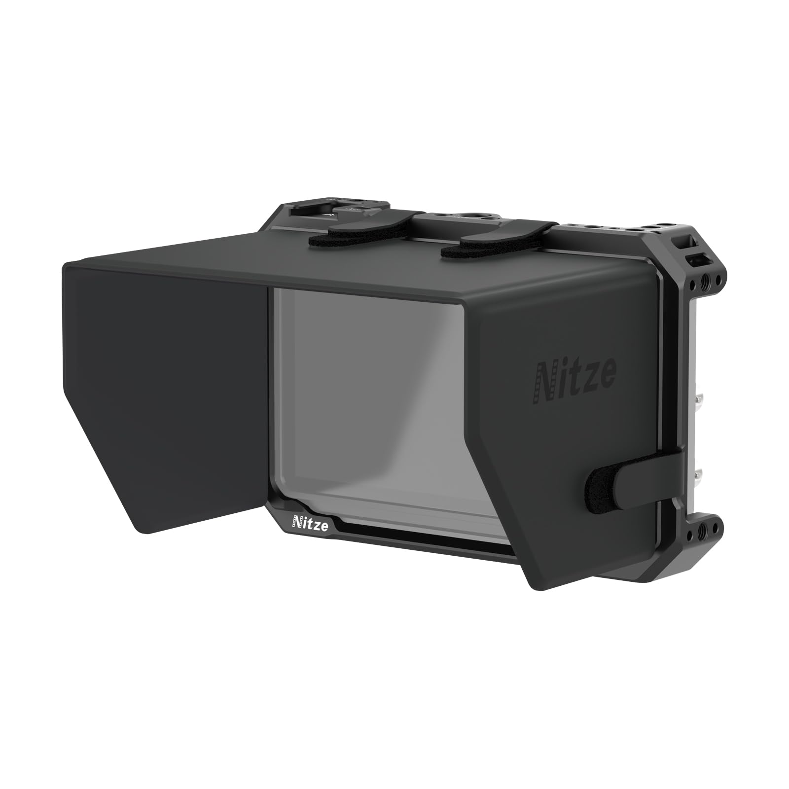 Nitze Kit de Jaula para Monitor/Grabador Atomos Ninja TX, Monitor Cage con Parasol de Cuero PU, Zapata Fría Integrada y Riel NATO - JT-A08B