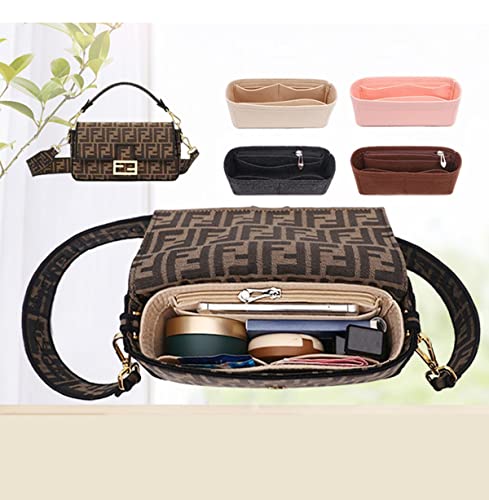 Lckaey Tote/Organizer für Fendi Baguette 19 26 33 Innentasche, Schwarz -M, Handbag Organizer, Filz, Einsatzmontage