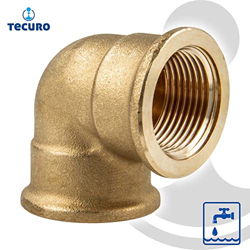tecuro Angle 90° brass blank on both sides internal thread (1/2 inch), Gold, 1/2 Zoll - Image 2
