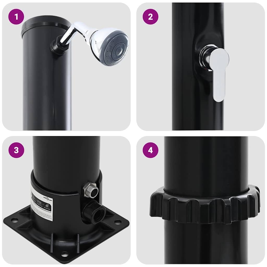 Generico Doccia Solare da Esterno Nero 217 cm PVC e Alluminio,Casa e Giardino,Piscine e Spa,Accessori per Piscina e spa-42003408