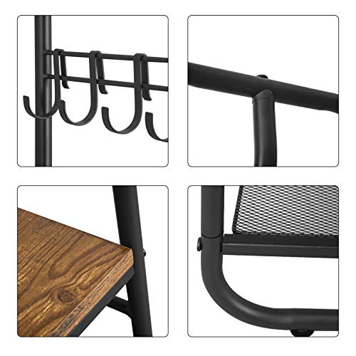 Hhetogol Coat Stand, Coat Rack With 3 Shelves, Coat Stand With Hooks For Scarves, Bags And Umbrellas, Steel Frame, Industrial Style, Rustic Brown And Black #TOP6