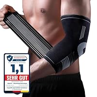 SQAUT Ellenbogenbandage 1 Stück Ellenbogen Bandage Herren und Damen für Sport, Tennisarm und Golferarm Ellbogen Stütze Armbandage mit Klettbänder Klettgürtel Elbow Brace Elbow Support (Schwarz L)