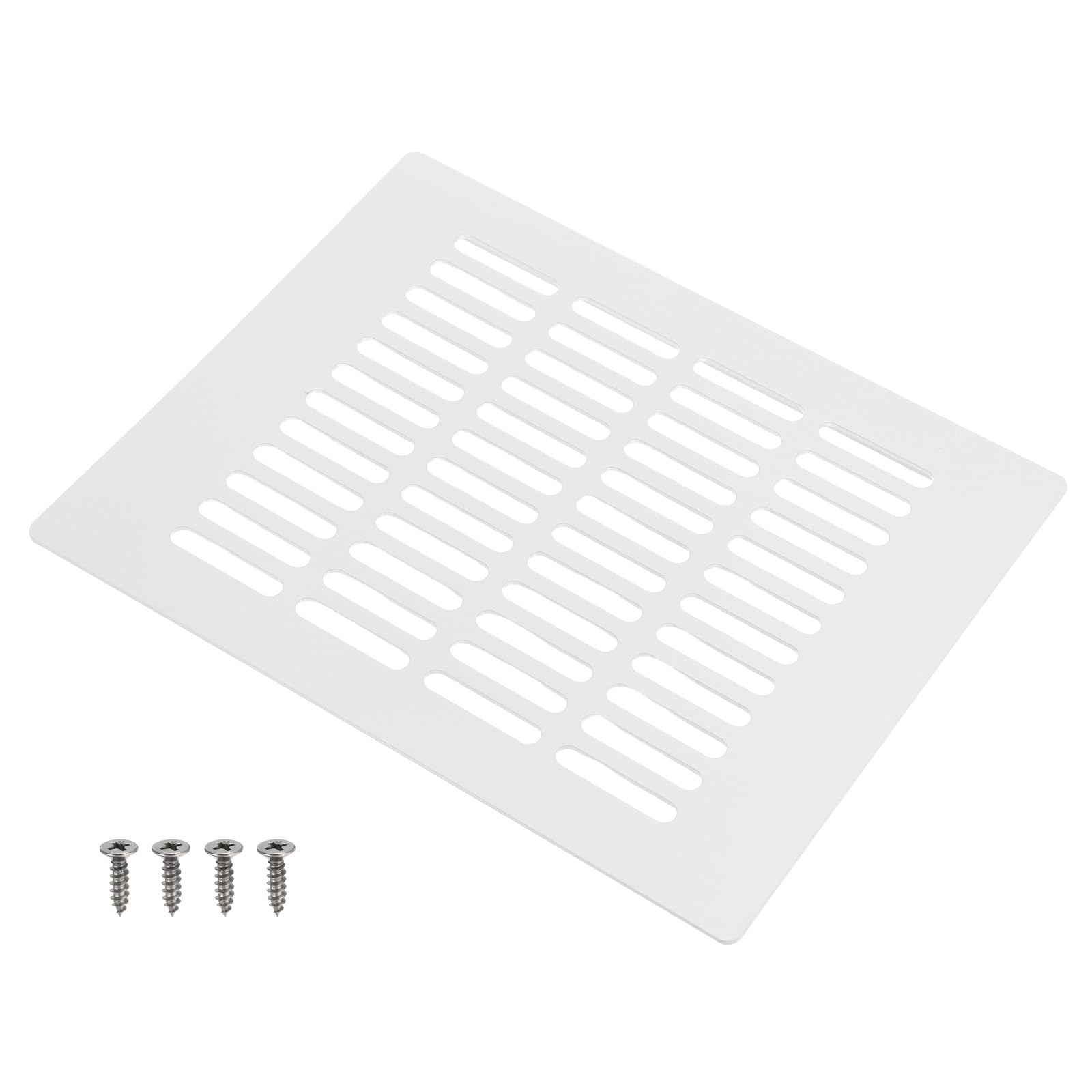 Nexarelle 250 x 200mm Door Air Vent Cover, 1 Set Heavy Duty Aluminum Two Sided Grille Ventilation Cover Louvered with 4 Mounting Screws for Wardrobe Door, White