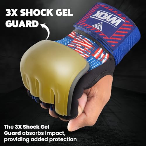 Image of WYOX Neoprene Gel Boxing Hand Wraps Inner Gloves for Men & Women - 80cm /31in Quick Wrist Strap, Padded Knuckle Protection, Fingerless MMA Muay Thai Kickboxing Wraps for Training & Martial Arts
