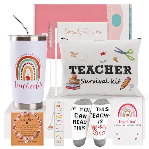 GYBOOM Christmas Gifts for Teachers,Personalised Teacher Appreciation Gifts from Student,Unique Gifts Set for Birthday,Back to School,End of The Year for Teachers (White)