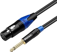 Vista 1 de Disino - Cable de micrófono XLR hembra a TS mono de 1/4 pulgadas (6.35mm), desequilibrado de 3 pines XLR hembra a conector de micrófono TS de cuarto