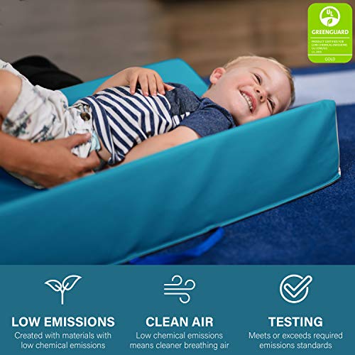 Factory Direct Partners 10421-TLLG SoftScape Ultra-Soft Daycare Baby and Infant Contoured Changing Pad, Non-Slip Bottom, Built-in Handle Easy to Transport Travel - Teal/Light Gray