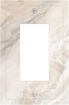 Matte White Gold Marble Abstract Luxurious Print Light Switch Cover Decorative 1 Gang Single Rocker Wall Plate Switchplate Receptacle Lightswitch for Kitchen Bedroom