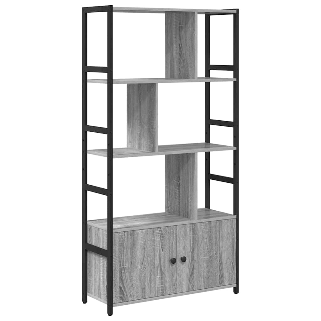Librería gris Sonoma 80x30 cm de madera con 2 puertas para salón