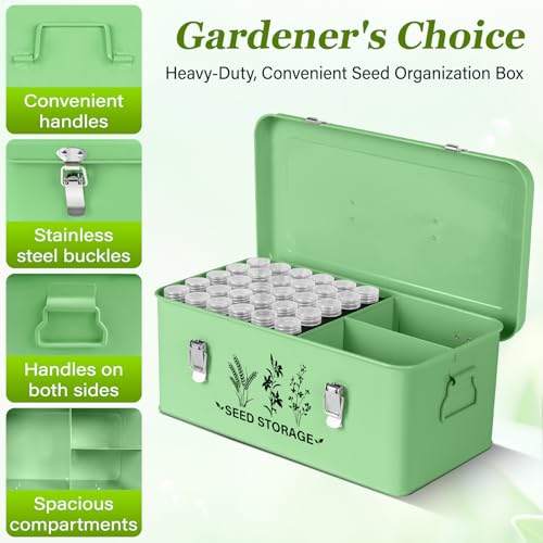 Seed Storage Box Organizer - Metal Garden Seed Storage Container Kit - Image 3