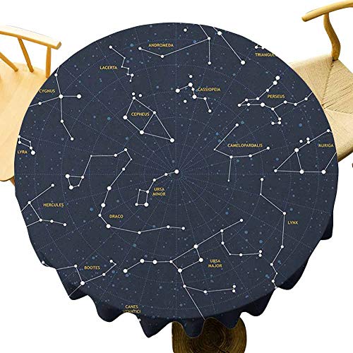 Salle À Manger Nappe Carte du Ciel De Célébration Andromède Lacerta Cygnus Lyra Hercules Draco Bootes Lynx Nappe Anti-Taches Rectangle Nappe en Lavable, pour Anniversaire, Jardin, 152cm