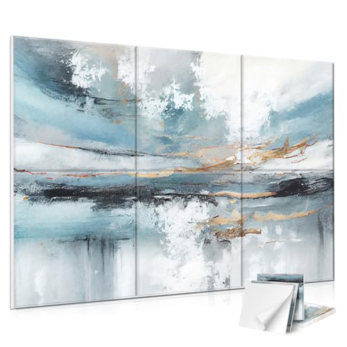 Image of JBER 6 Pack Art Acoustic Panels 72 inch x 48 inch, Lake of the Sky | Large self-adhesive decorative sound absorbing wall panels, sound panels for recording studio & living room