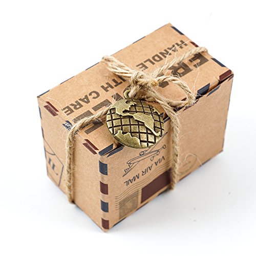 DIYI Boîte de Bonbons papier kraft Lot de 50 boîtes à dragées pour mariage Fête anniversaire - terre Ornements