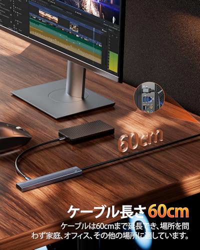 Aceele USB Cハブ10Gbps 4ポート拡張 USB 3.2 Gen 2 ハブ60cmケーブル付き 4xUSB-C ポートとType-c データポート付きUSB C to USB 3.2 変換アダプタ、MacBook Pro、iMac、iPad Pro、Chromebook、Samsung Galaxy 用 在宅勤務 ゲームに最適