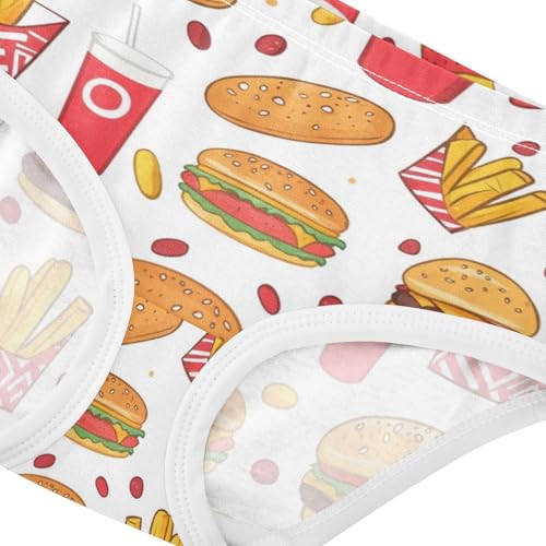 ZZKKO French Fries and Hamburger Girls Underwear Toddler Panties for Girls Comfort Brief Size 8Y3