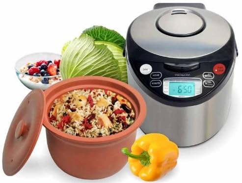 VitaClay VM7900-8 Smart Organic Multi-Cooker/Rice Cooker, Brushed Stainless Steel and Black by VitaClay