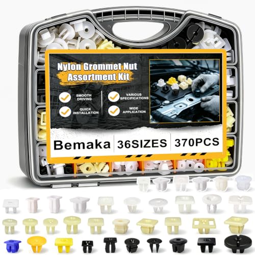 Image of 370Pcs Nylon Grommet Nut Assortment Kit, Auto Body Plastic Screw Retainer Inserts, Universal Car Panel Fender Bumper Grille License Plate Mounting Nylon Fastener Clips Replacement