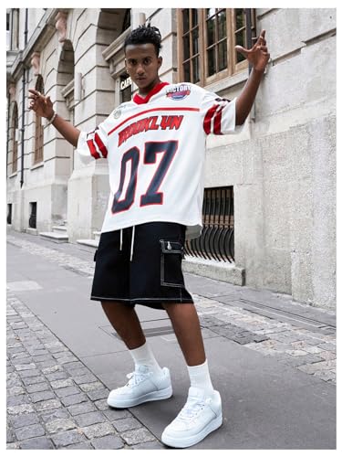 GORGLITTER Men's V Neck Racing Print Jersey Shirt Number Graphic Oversized Short Sleeve Streetwear T-Shirt2