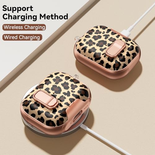 Image of for AirPods Pro 3 Case 2025, with Safty Lock & Phone Stand for Floral AirPods Pro 3 Generation Case Cover for Women Girly, iPod Pro 3 Case with Keychain & Cleaner Kit - Leopard Print