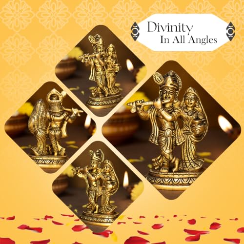 Image of Ekhasa 100% Pure Brass Radha Krishna Murti (Size: 12.8 cm) | Radha Krishna Statue | Radha Krishna Idol for Gift | Radhe Krishna ki Murti for Pooja Room | Radha Krishna Idol for Home Decor